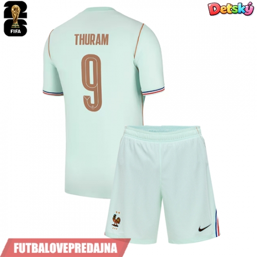 Lacne Dětský Futbalové dres Francúzsko Marcus Thuram #9 MS 2026 Krátky Rukáv - Preč (+ trenírky)